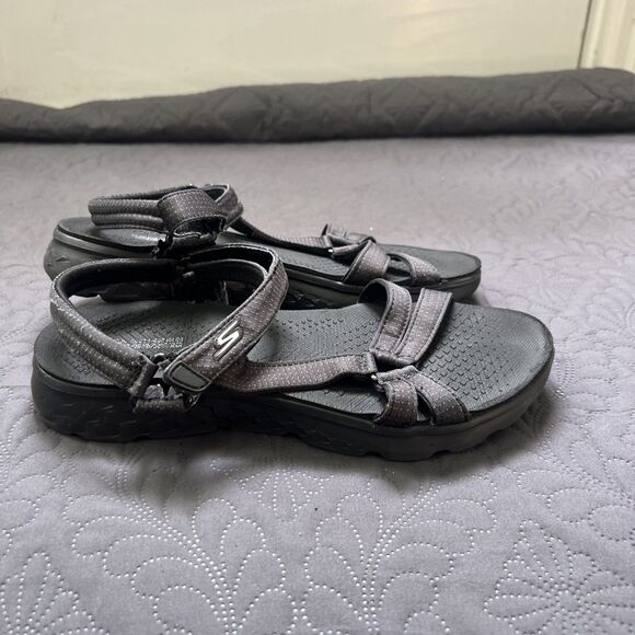 Skechers Sandals SZ 9 On The Go 600 Brilliancy Ankle Strap Black Grey Outdoor - Picture 6 of 10